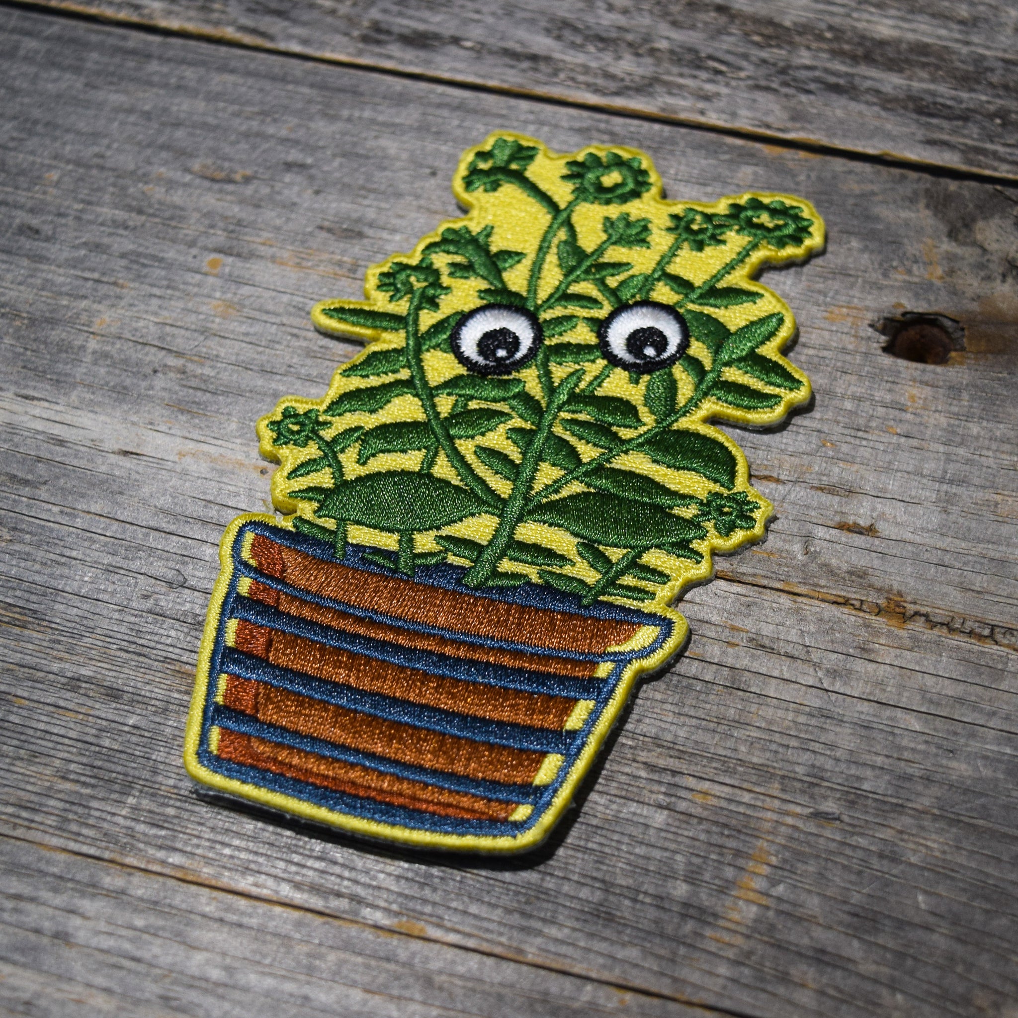 Plant with Googly Eyes Embroidered Patch