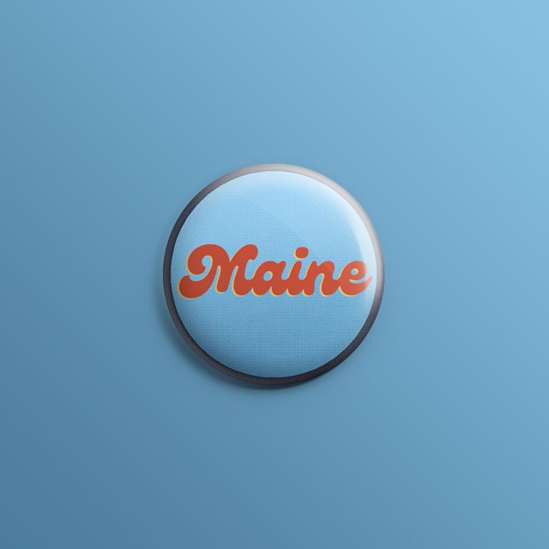Maine Groovy Blue Background 1inch Pin