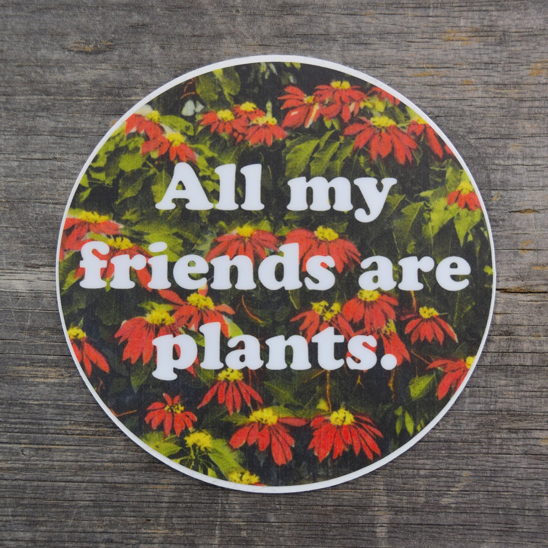 All My Friends Are Plants Red Flowers Vinyl Sticker – Quiet Tide Goods