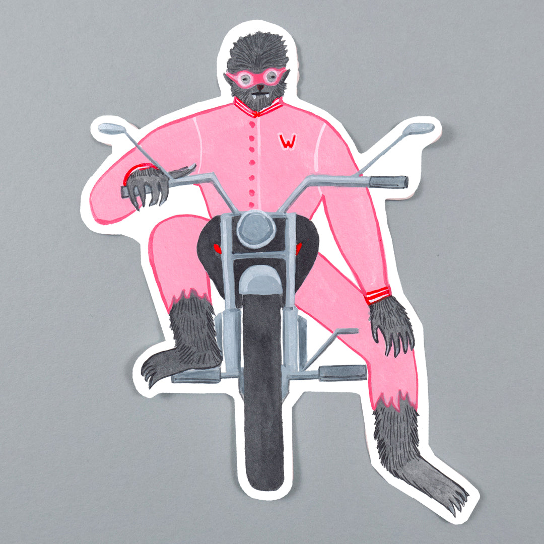 Werewolf Biker Vinyl Sticker