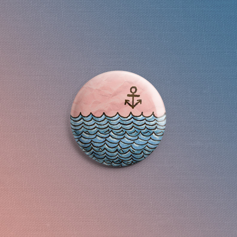Pink Sky and Waves 1inch Pin