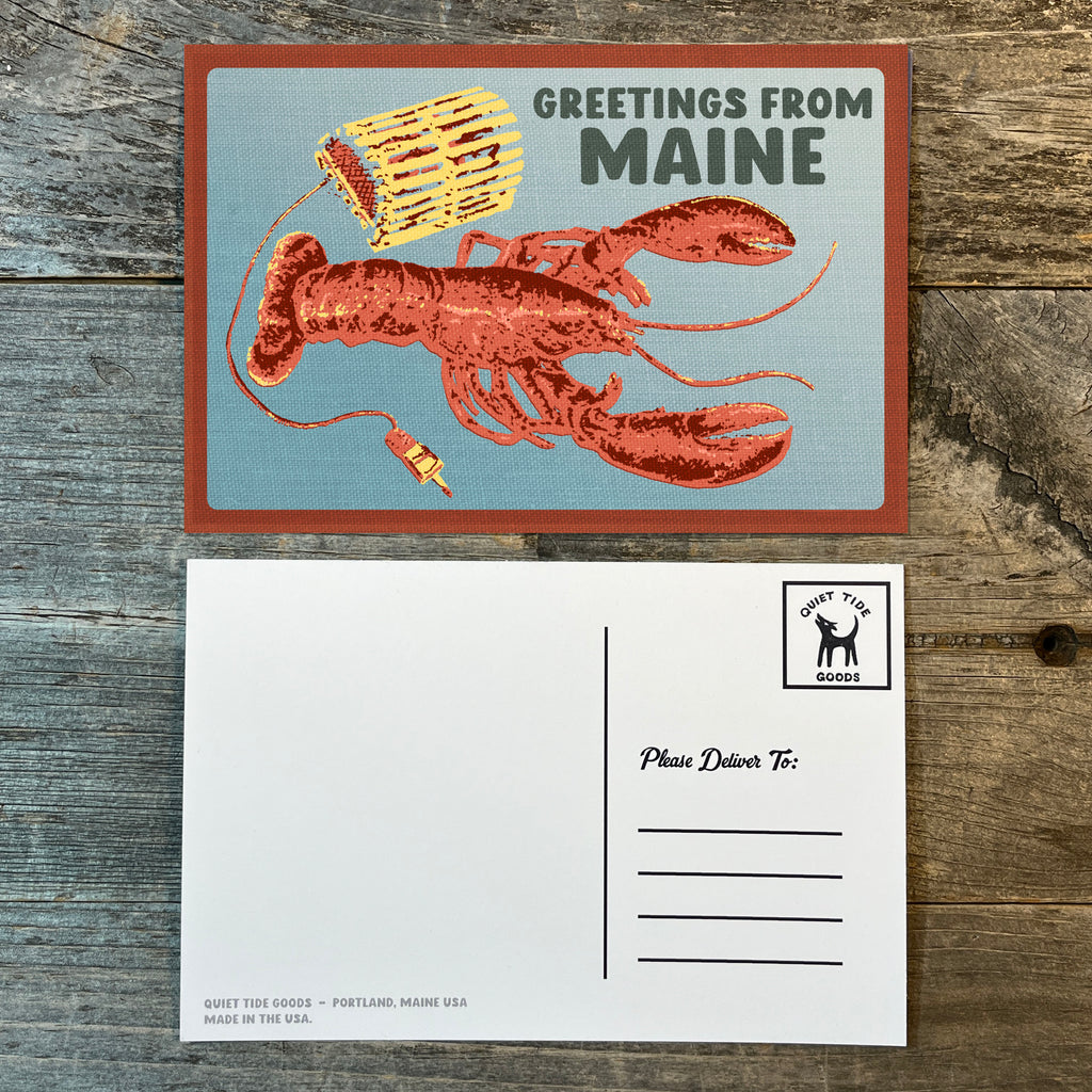 Greetings From Maine Lobster Postcard