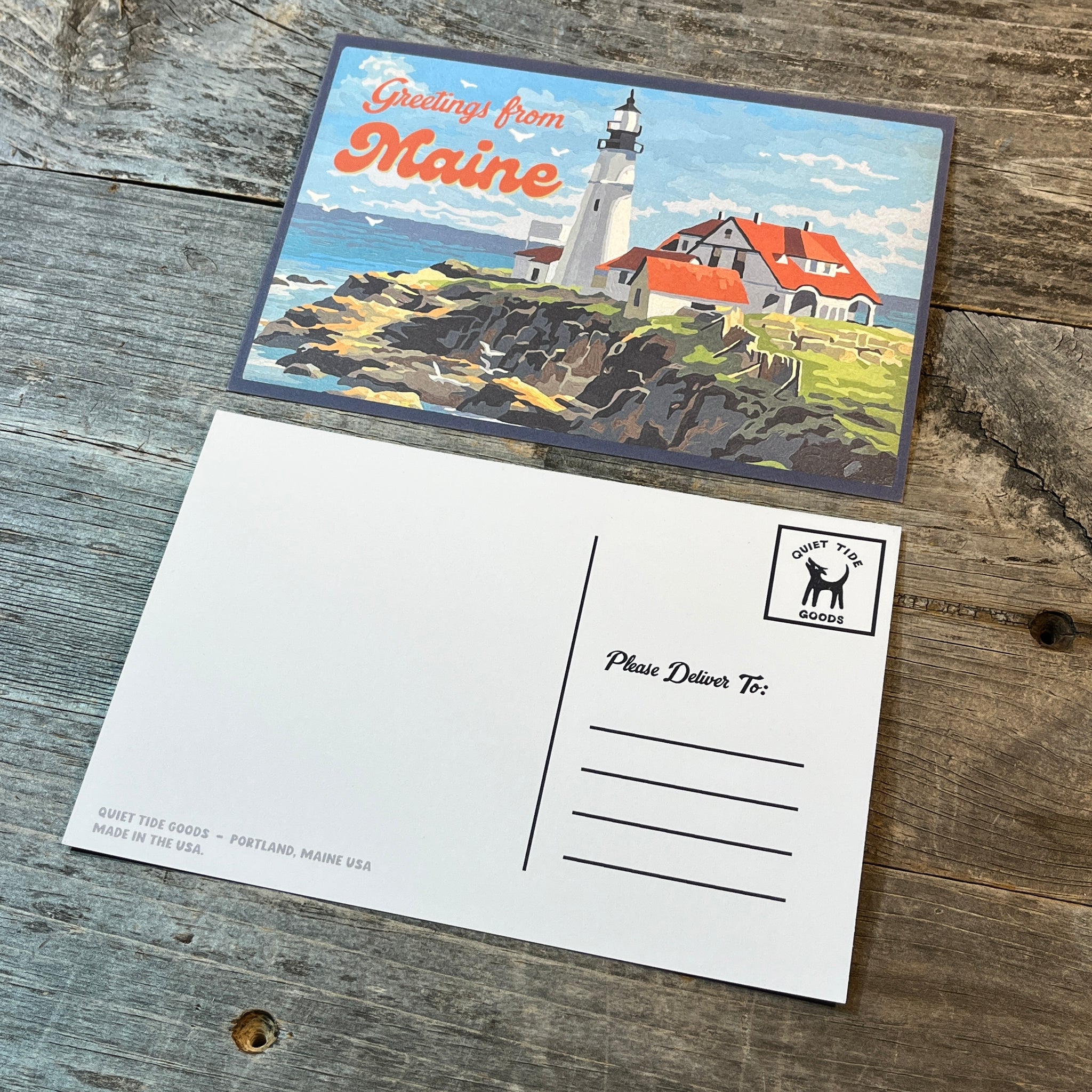 Greetings From Maine Lighthouse Postcard