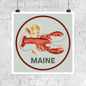 Maine Red Lobster 8x8in Giclee Print