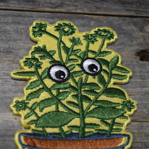 Plant with Google Eyes Embroidered Patch