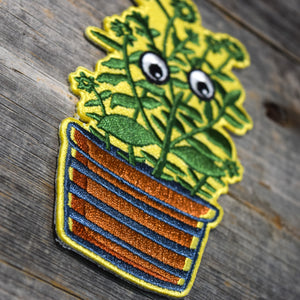 Plant with Google Eyes Embroidered Patch