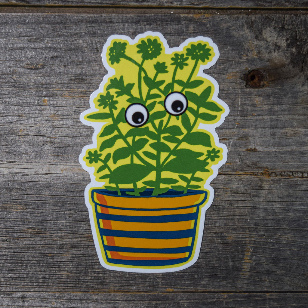 Plant with Googly Eyes Vinyl Sticker