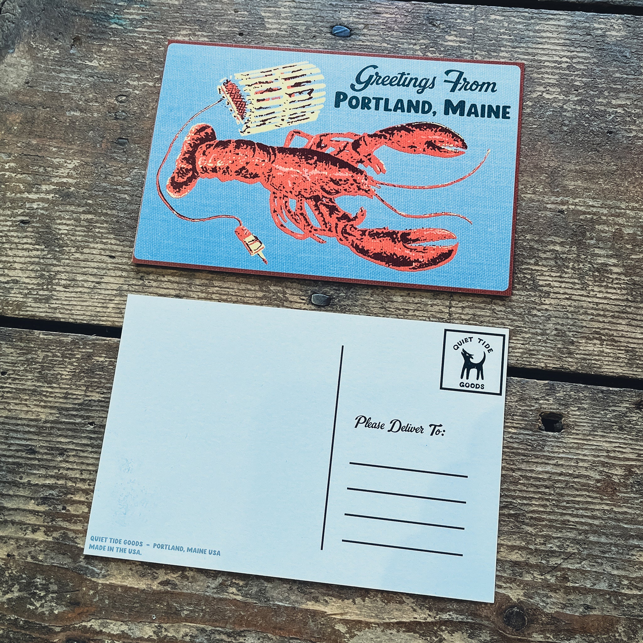 Greetings From Portland Maine Lobster Postcard