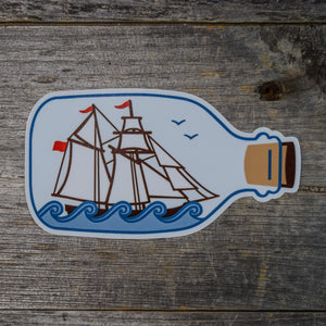 Ship in a Bottle Vinyl Sticker