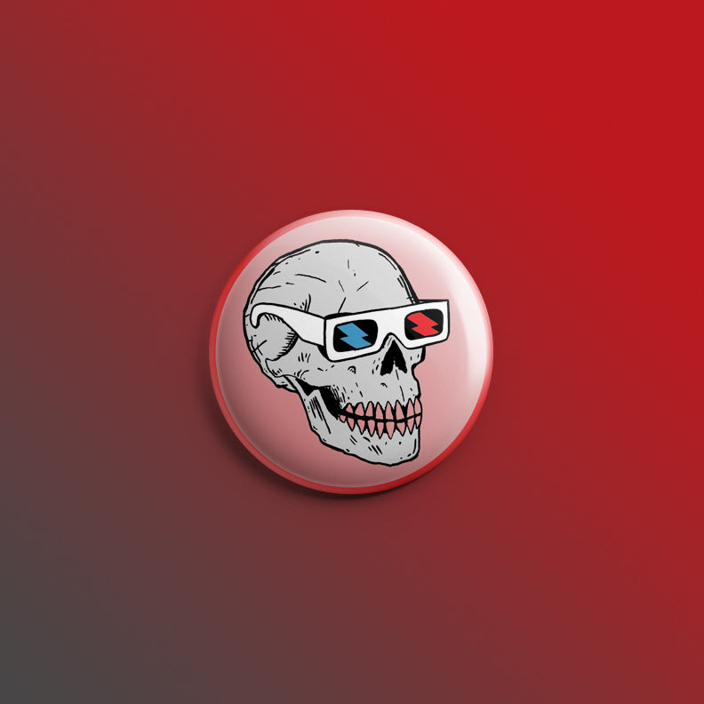 Skull in 3D Glasses 1inch Pin