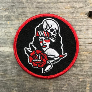 Lady/Skull/Flower Embroidered Patch