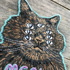 Meow. Cat Embroidered Patch