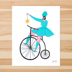Bike Lady with Star 8x10in Giclee Print