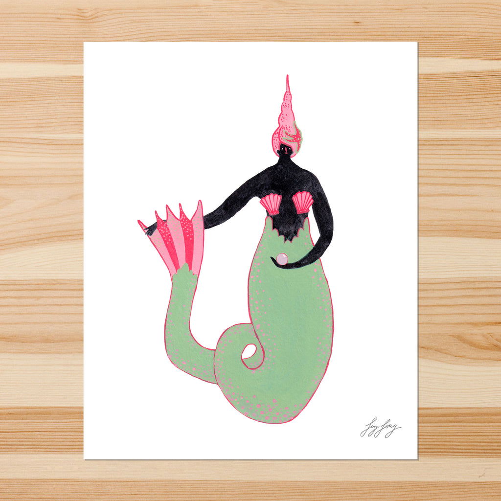 Mermaid with Pearl 8x10in Giclee Print