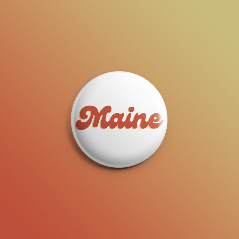 Maine Groovy White Background 1inch Pin