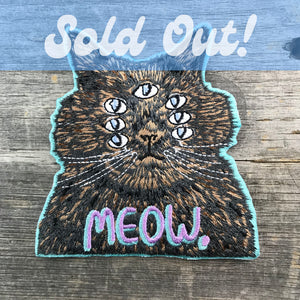 Meow. Cat Embroidered Patch