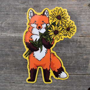 Fox & Flowers Vinyl Sticker