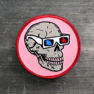 Skull with 3D Glasses Embroidered Patch