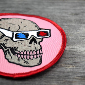 Skull with 3D Glasses Embroidered Patch