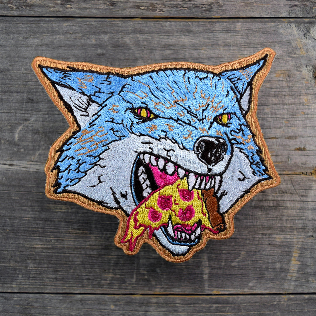 Pizza Wolf die cut Embroidered Patch – Quiet Tide Goods
