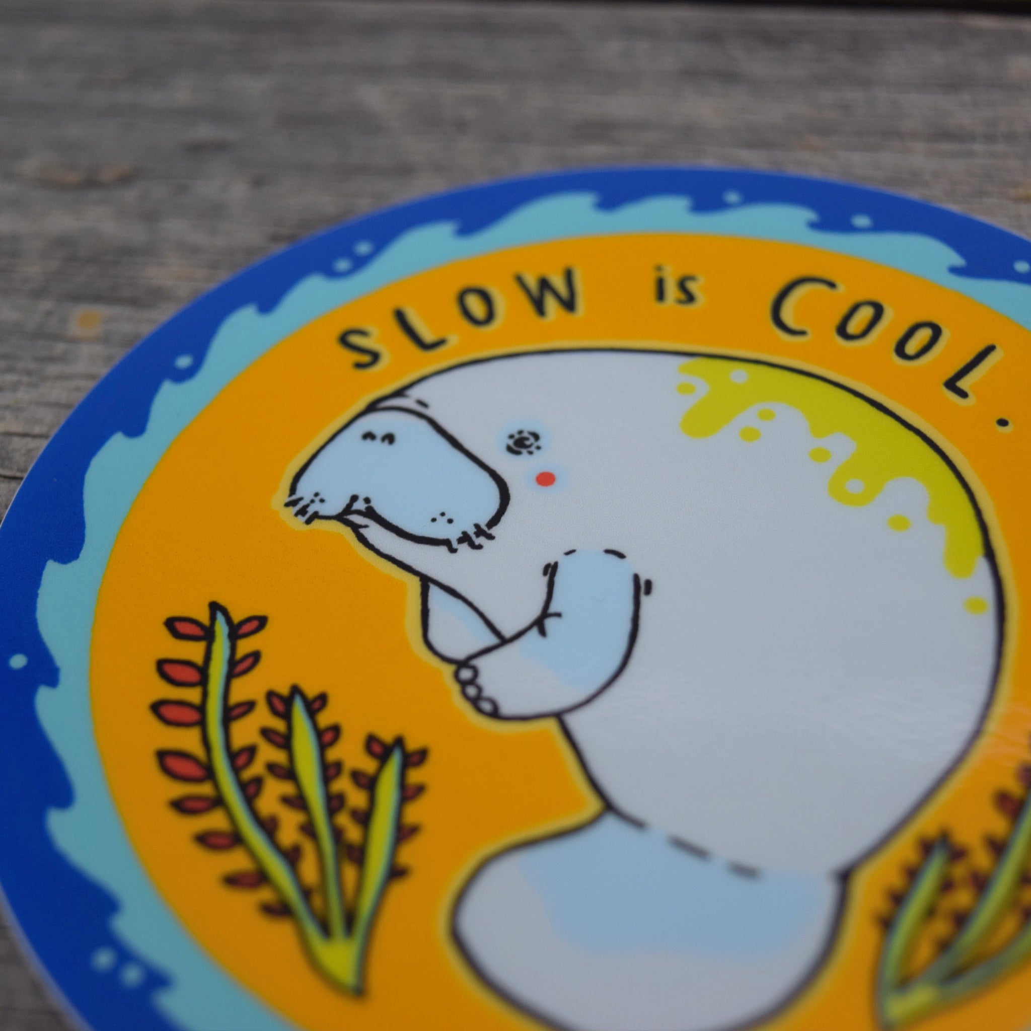Slow Is Cool Manatee Vinyl Sticker