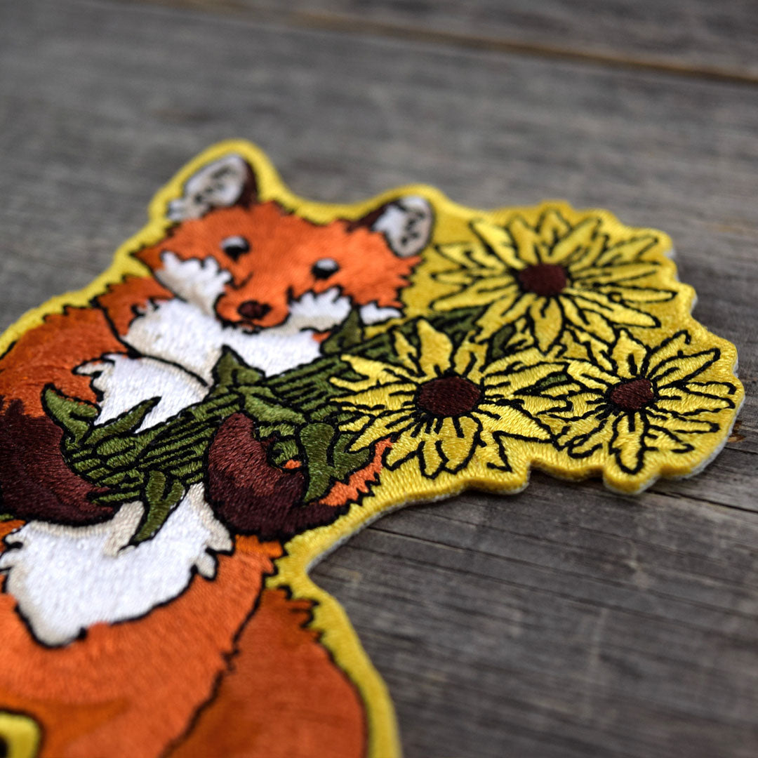 Fox & Flowers Embroidered Patch
