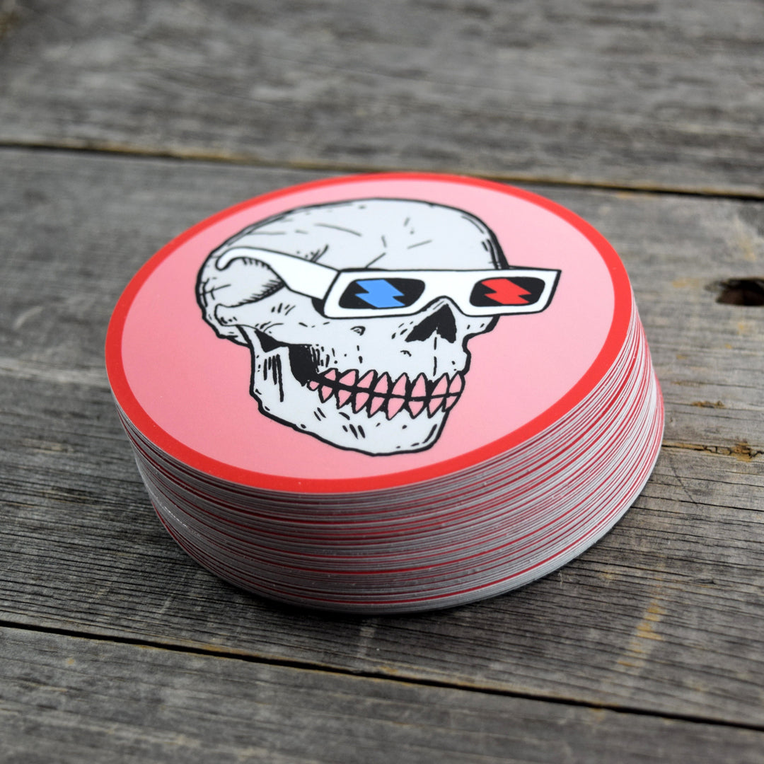 Skull in 3D Glasses Vinyl Sticker
