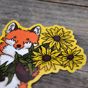 Fox & Flowers Vinyl Sticker