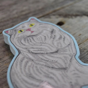 White Ceramic Cat Vinyl Sticker