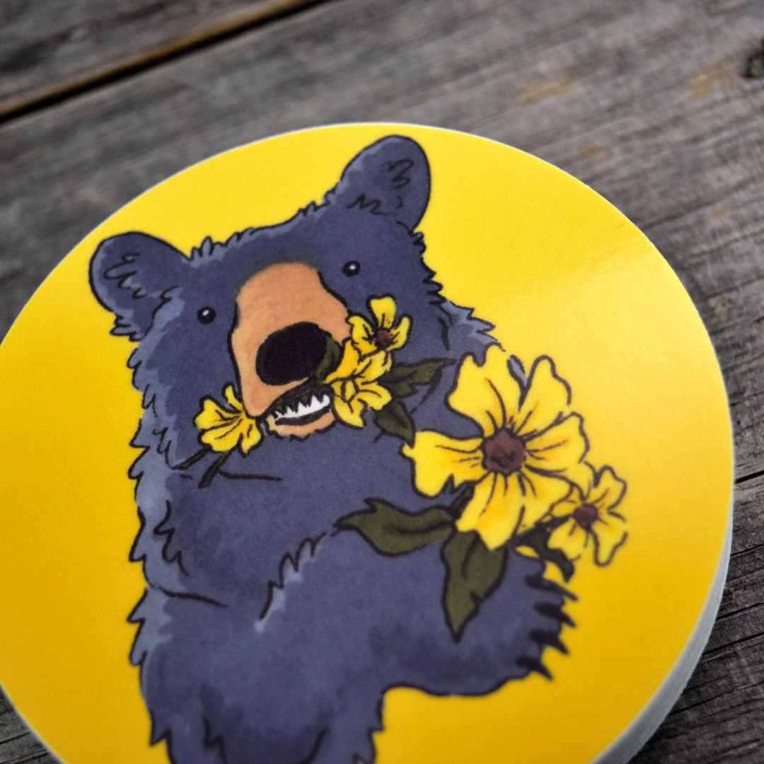 Bear & Flowers Vinyl Sticker