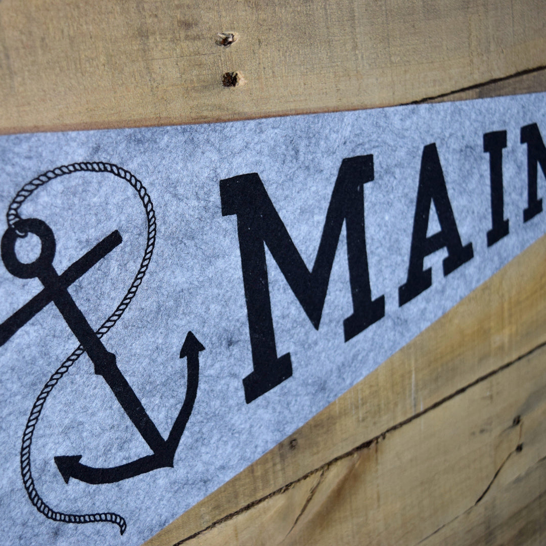 MAINE Anchor Pennant on Gray Wool