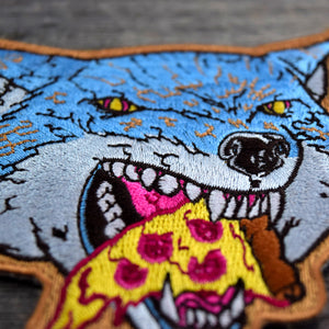 Pizza Wolf die cut Embroidered Patch