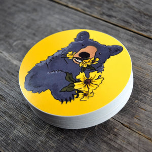 Bear & Flowers Vinyl Sticker