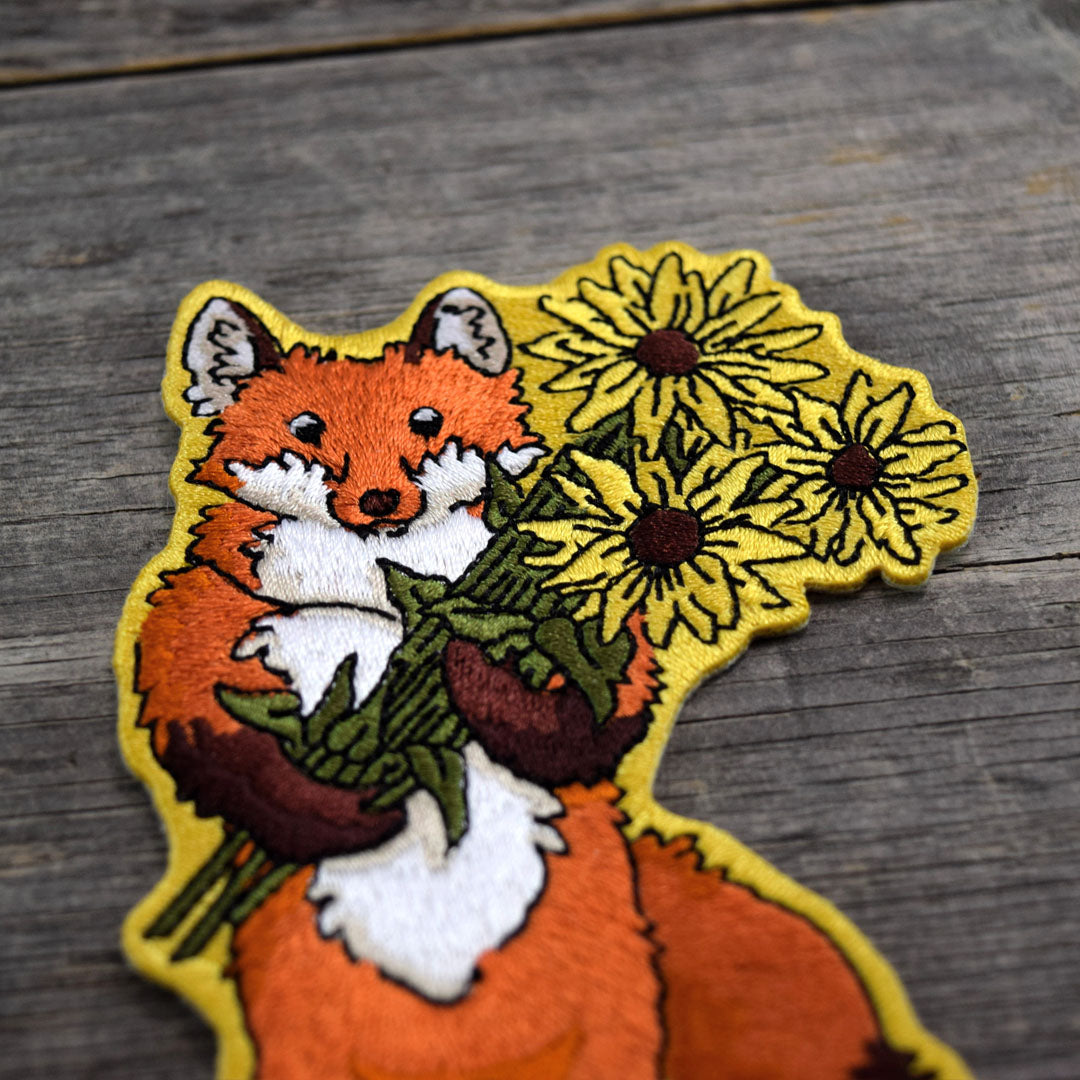 Fox & Flowers Embroidered Patch