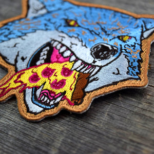 Pizza Wolf die cut Embroidered Patch