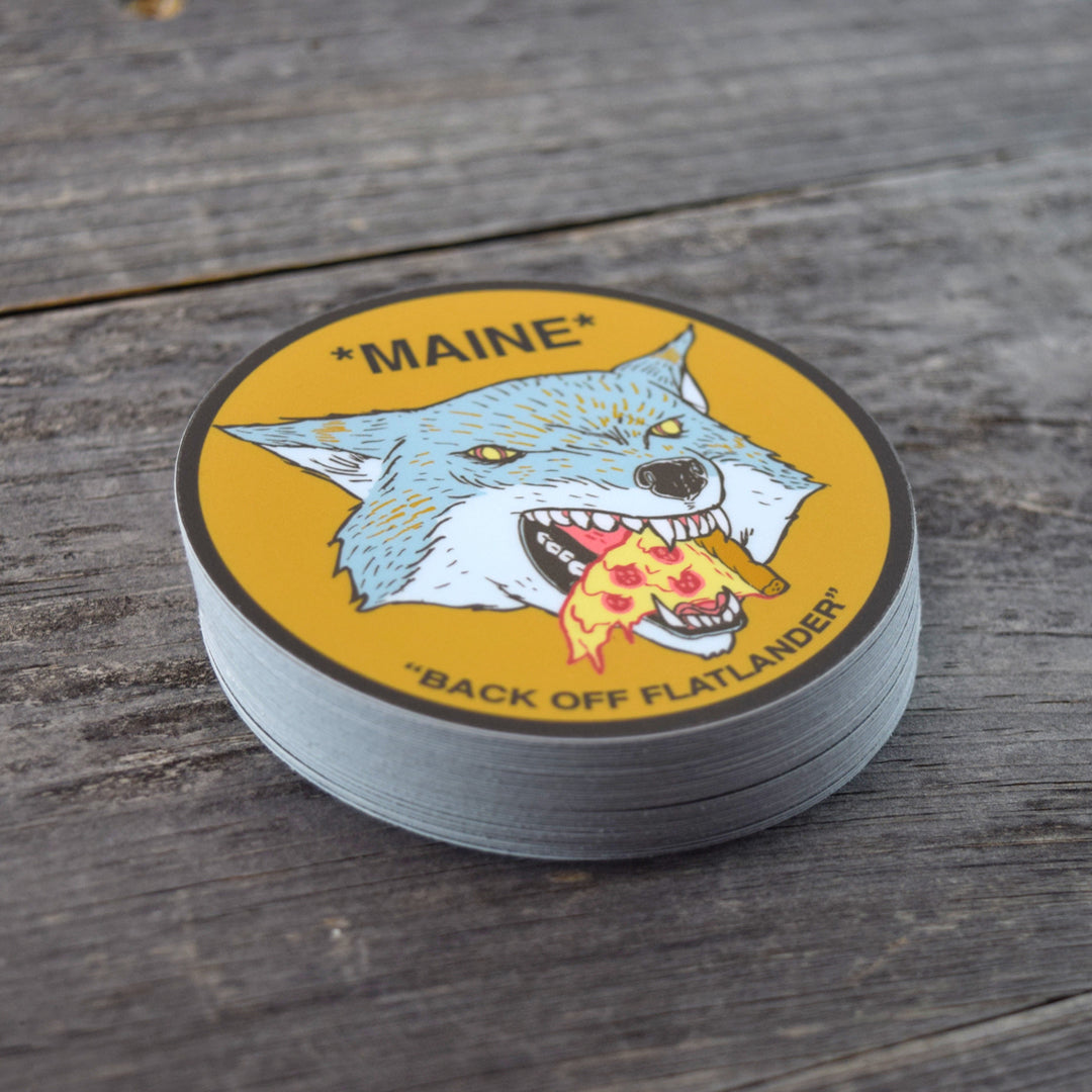 Maine Pizza Wolf Vinyl Sticker
