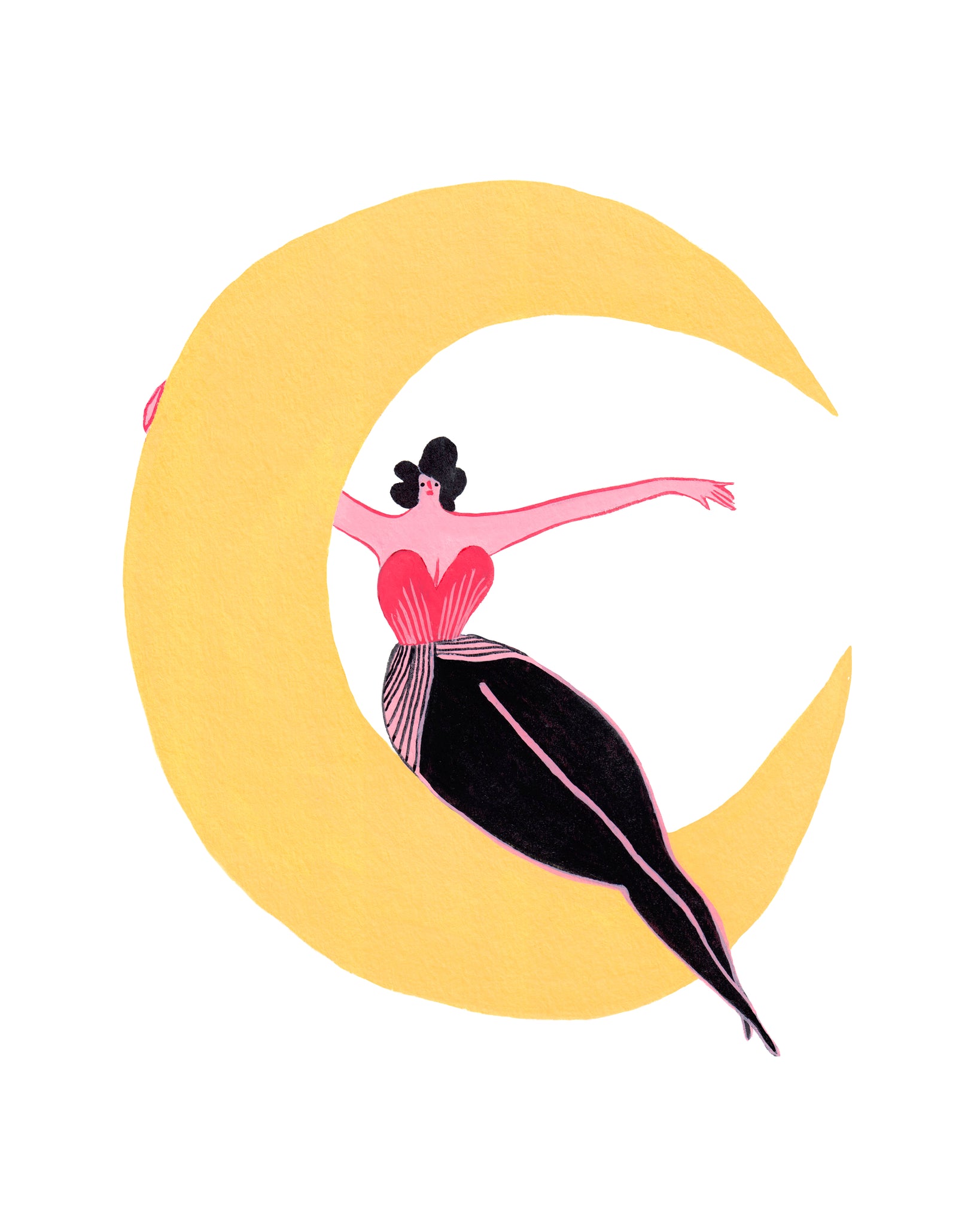 Lady and Moon 8x10in Giclee Print