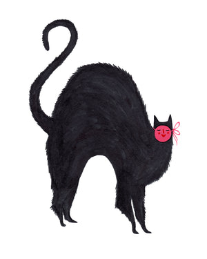 Black Cat with Mask 8x10in Giclee Print