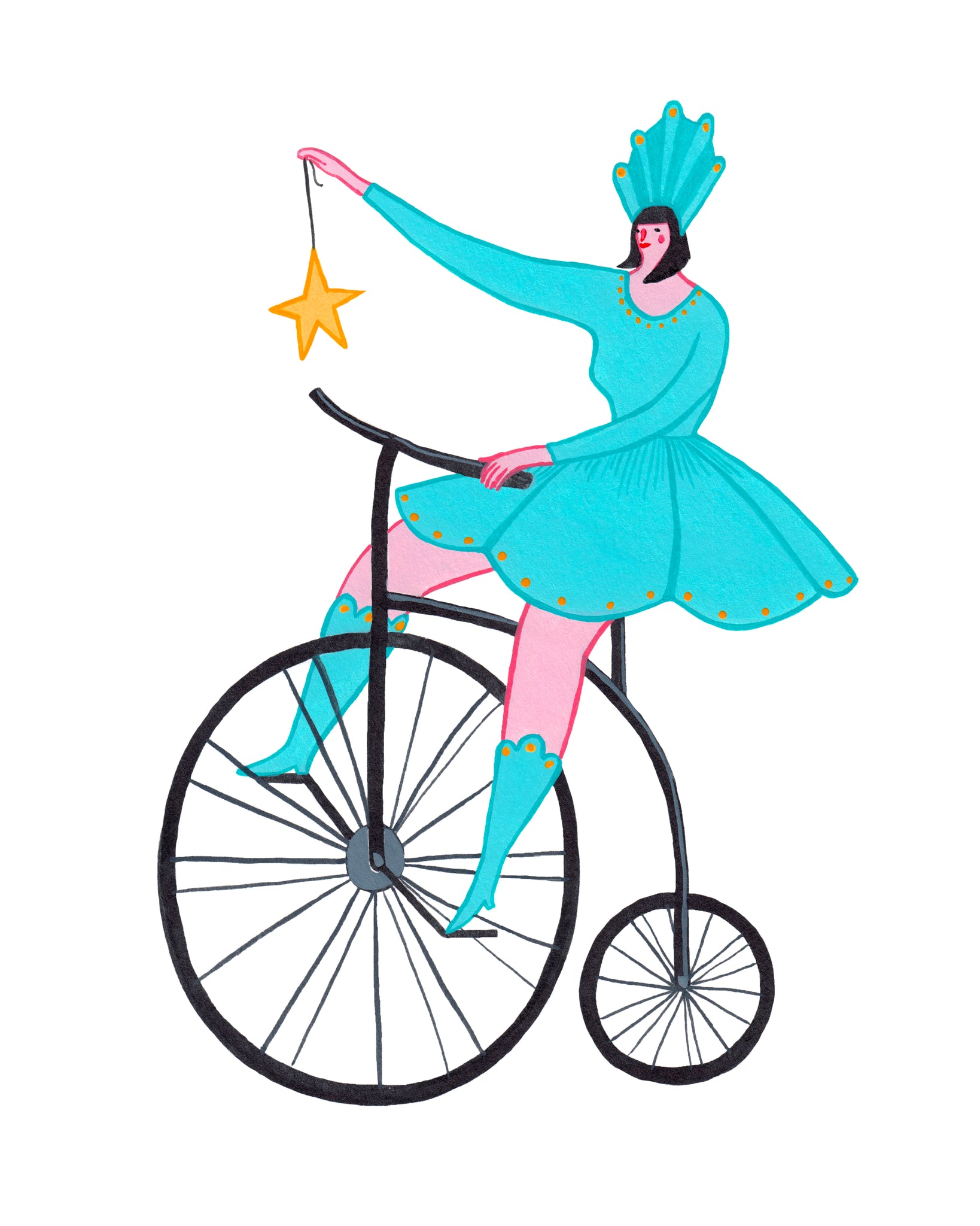 Bike Lady with Star 8x10in Giclee Print