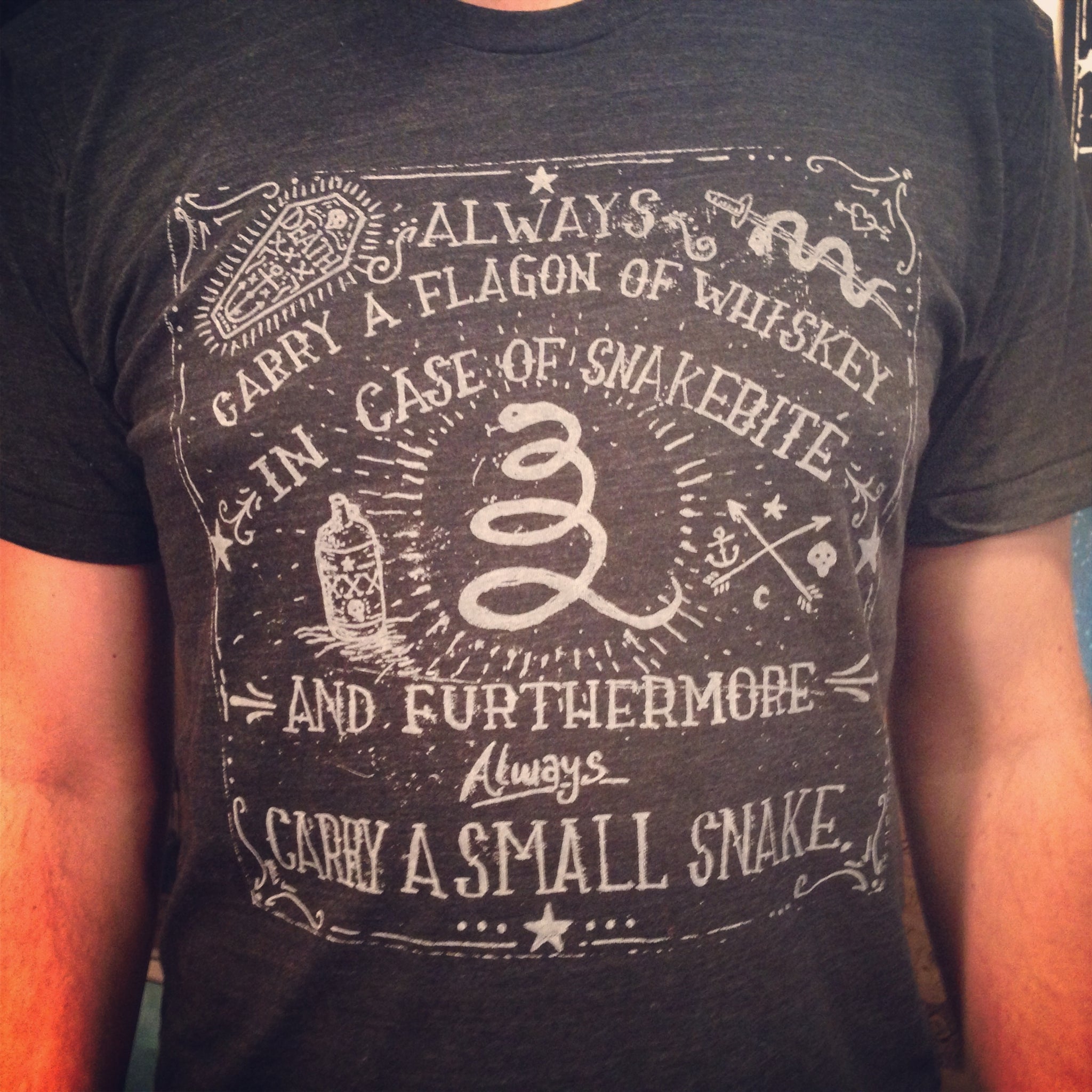 Whiskey & Snakes Screen Printed T-Shirt